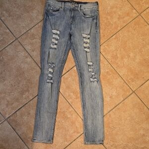 Express Distressed Light Blue Women's Skinny Jeans